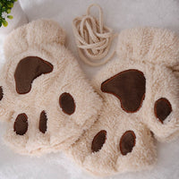 Cute Cat Paw Fluffy Claw - Fingerless Gloves Winter Wear-Gloves & Mittens-Golonzo
