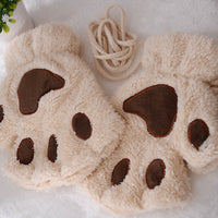 Fashion Girls Lovely Cat Claw Paw Plush Mittens-Gloves & Mittens-Golonzo