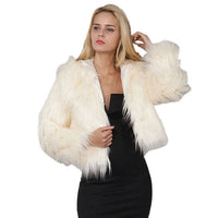 Winter Hooded Fur Coat - Women Warm Long Sleeve Outerwear Solid Faux Fur Jacket-Coats and Jackets-Golonzo