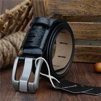 Genuine Luxury Leather Men Belts - Pin Buckle BIG SIZE 100-130cm 3.8 width-Belts-Golonzo