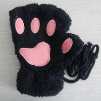 Cute Cat Paw Fluffy Claw - Fingerless Gloves Winter Wear-Gloves & Mittens-Golonzo
