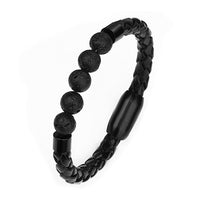 Leather Charm Bracelet Lava Chakra Stone - Charm Bracelets & Bangles-Bracelets-Golonzo