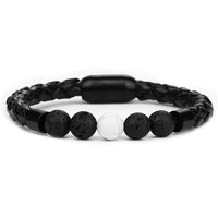 Leather Charm Bracelet Lava Chakra Stone - Charm Bracelets & Bangles-Bracelets-Golonzo