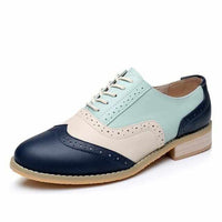 Women Vintage Handmade Genuine Leather Oxford Shoes-Women Shoes-Golonzo