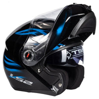 LS2 FF370 Motorcycle Racer Helmet - Flip up Full Face Dual Lens with Sun Visor-Motorcycle Helmets-Golonzo