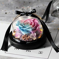 Enchanted LED Light Beauty Rose in a Glass with Black Base-Artificial flower-Golonzo