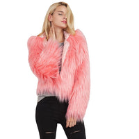 Winter Hooded Fur Coat - Women Warm Long Sleeve Outerwear Solid Faux Fur Jacket-Coats and Jackets-Golonzo