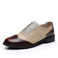 Women Vintage Handmade Genuine Leather Oxford Shoes-Women Shoes-Golonzo