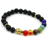 Reiki Healing Natural Lava Stone Chakra Balance Beads Bracelet-Bracelet-Golonzo