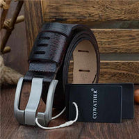 Genuine Luxury Leather Men Belts - Pin Buckle BIG SIZE 100-130cm 3.8 width-Belts-Golonzo