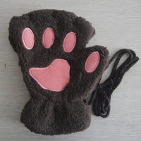 Cute Cat Paw Fluffy Claw - Fingerless Gloves Winter Wear-Gloves & Mittens-Golonzo
