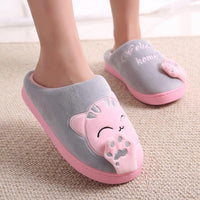 Women Winter Home Slippers Cartoon Cat Shoes-Women Shoes-Golonzo