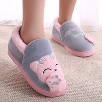 Women Winter Home Slippers Cartoon Cat Shoes-Women Shoes-Golonzo