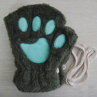 Cute Cat Paw Fluffy Claw - Fingerless Gloves Winter Wear-Gloves & Mittens-Golonzo