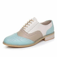 Women Vintage Handmade Genuine Leather Oxford Shoes-Women Shoes-Golonzo