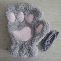 Fashion Girls Lovely Cat Claw Paw Plush Mittens-Gloves & Mittens-Golonzo