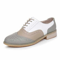 Women Vintage Handmade Genuine Leather Oxford Shoes-Women Shoes-Golonzo