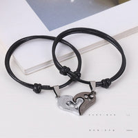 Heart Shaped Stitching Bracelet Handmade Lucky Love Black Rope Chain Couple-Bracelets-Golonzo