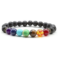 Reiki Healing Natural Lava Stone Chakra Balance Beads Bracelet-Bracelet-Golonzo