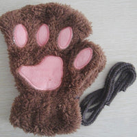 Cute Cat Paw Fluffy Claw - Fingerless Gloves Winter Wear-Gloves & Mittens-Golonzo