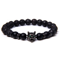 Fenrir Wolf Charm Bracelets - Natural Black Lava Stone Bracelets + Tiger Eye Bracelets-Bracelets-Golonzo