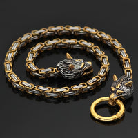 Stainless Steel Wolf Head Norse Viking Amulet-Golonzo