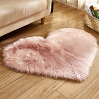 Shaggy Carpet Wool Faux Fluffy Mats Artificial Sheepskin Hairy Mat Love Heart Rugs NO Lint Carpet For Living Room-Bath Mat and Rug-Golonzo