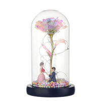 Wishing Galaxy Rose - LED Flashing Flowers In Glass Dome-Artificial flower-Golonzo