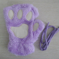 Cute Cat Paw Fluffy Claw - Fingerless Gloves Winter Wear-Gloves & Mittens-Golonzo