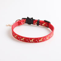 Star Print Dog Collar Metal Moon Pendant Collar for Cat Adjustable Webbing Puppy-Dog Supplies-Golonzo