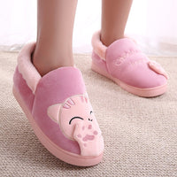 Women Winter Home Slippers Cartoon Cat Shoes-Women Shoes-Golonzo