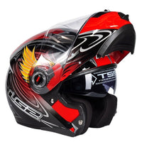 LS2 FF370 Motorcycle Racer Helmet - Flip up Full Face Dual Lens with Sun Visor-Motorcycle Helmets-Golonzo