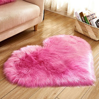 Shaggy Carpet Wool Faux Fluffy Mats Artificial Sheepskin Hairy Mat Love Heart Rugs NO Lint Carpet For Living Room-Bath Mat and Rug-Golonzo