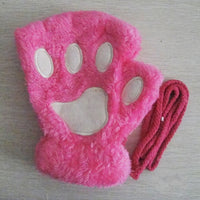 Fashion Girls Lovely Cat Claw Paw Plush Mittens-Gloves & Mittens-Golonzo