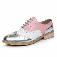 Women Vintage Handmade Genuine Leather Oxford Shoes-Women Shoes-Golonzo