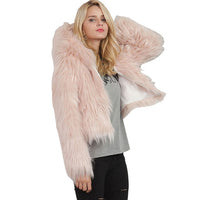 Winter Hooded Fur Coat - Women Warm Long Sleeve Outerwear Solid Faux Fur Jacket-Coats and Jackets-Golonzo
