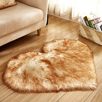 Shaggy Carpet Wool Faux Fluffy Mats Artificial Sheepskin Hairy Mat Love Heart Rugs NO Lint Carpet For Living Room-Bath Mat and Rug-Golonzo