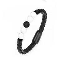 Leather Charm Bracelet Lava Chakra Stone - Charm Bracelets & Bangles-Bracelets-Golonzo