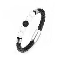 Leather Charm Bracelet Lava Chakra Stone - Charm Bracelets & Bangles-Bracelets-Golonzo