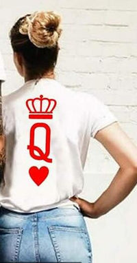 Fashion King Queen Heart Couple Tshirts-Shirts and Tops-Golonzo