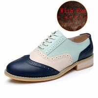 Women Winter Genuine Leather Casual Handmade Oxford Shoes-Women Shoes-Golonzo