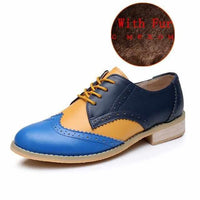 Women Winter Genuine Leather Casual Handmade Oxford Shoes-Women Shoes-Golonzo