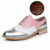 Women Winter Genuine Leather Casual Handmade Oxford Shoes-Women Shoes-Golonzo