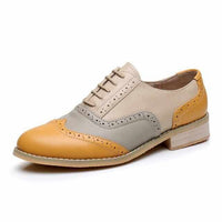 Women Vintage Handmade Genuine Leather Oxford Shoes-Women Shoes-Golonzo