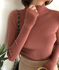 Women Sweater High Elastic Solid Fall Winter Fashion-Shirts and Tops-Golonzo